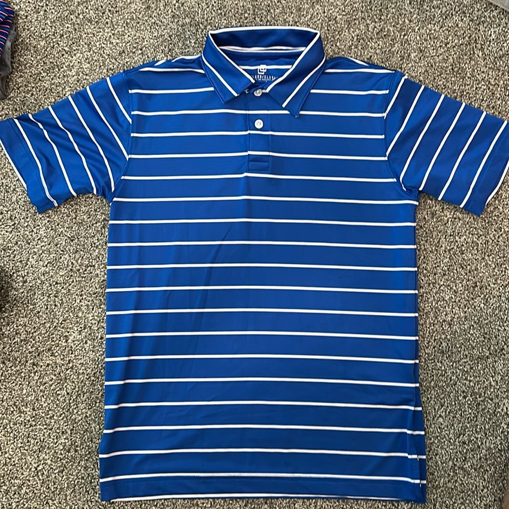 Boys The Class Club Modern Fit Golf shirt (Dillard’s) - blue/white striped